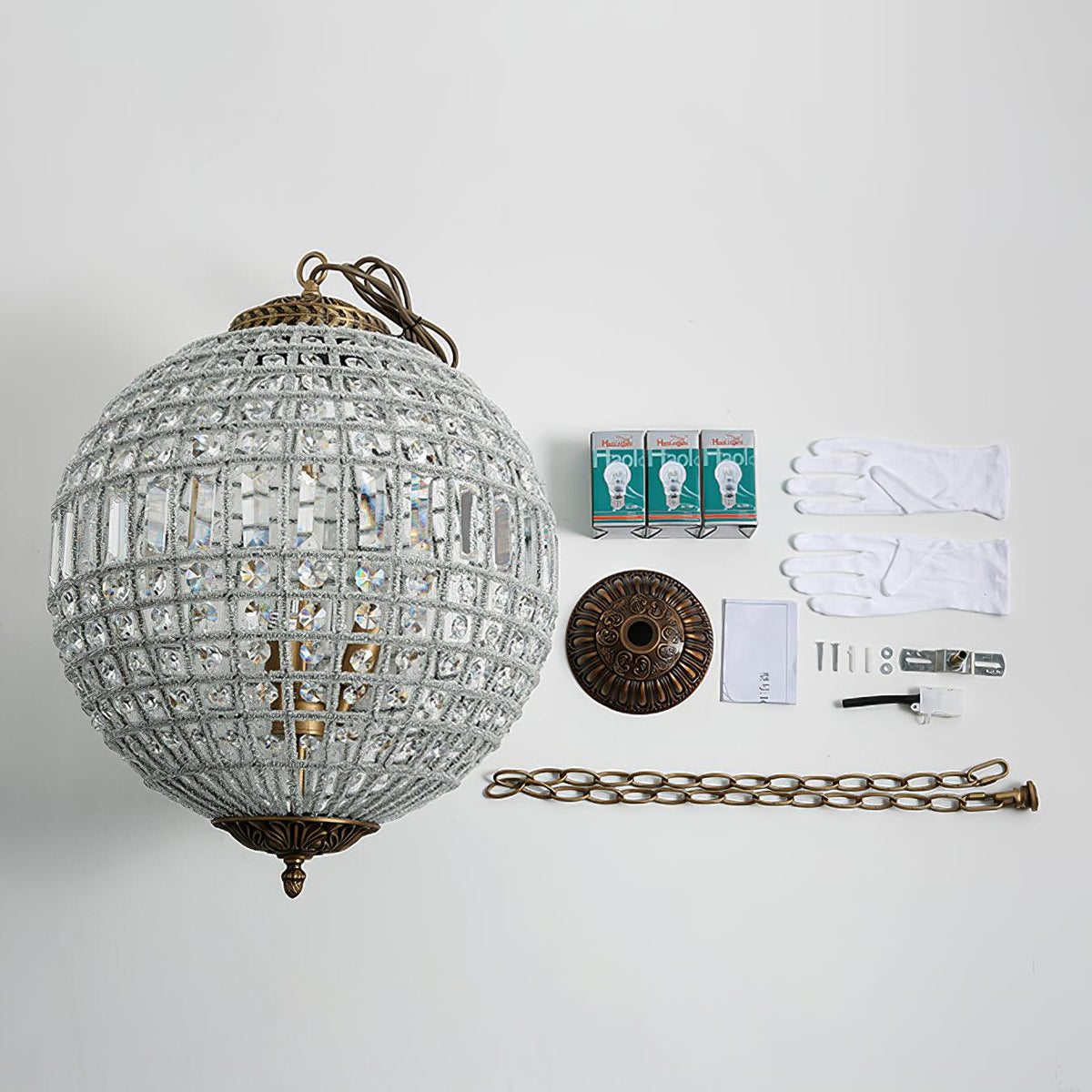 Lustra Chandelier Gold Globe Crystal Vintage - Neutralighting