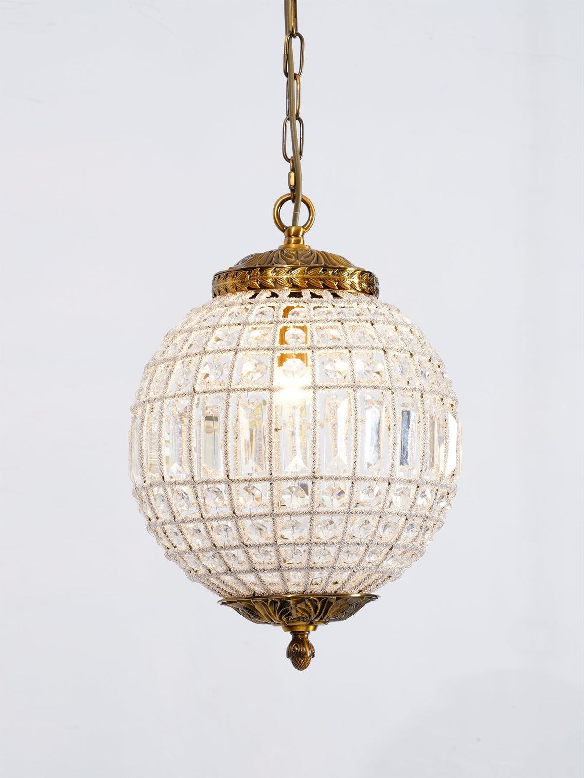 Lustra Chandelier Gold Globe Crystal Vintage - Neutralighting