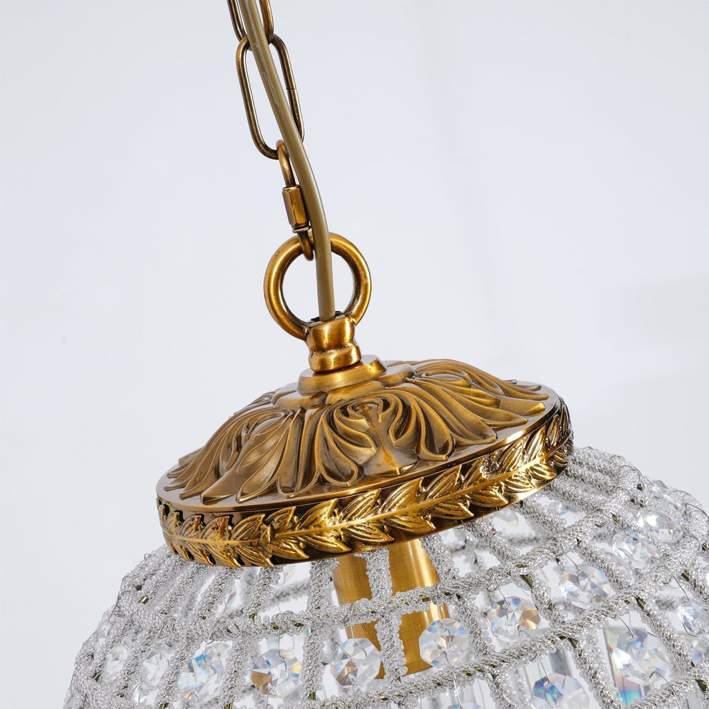 Lustra Chandelier Gold Globe Crystal Vintage - Neutralighting