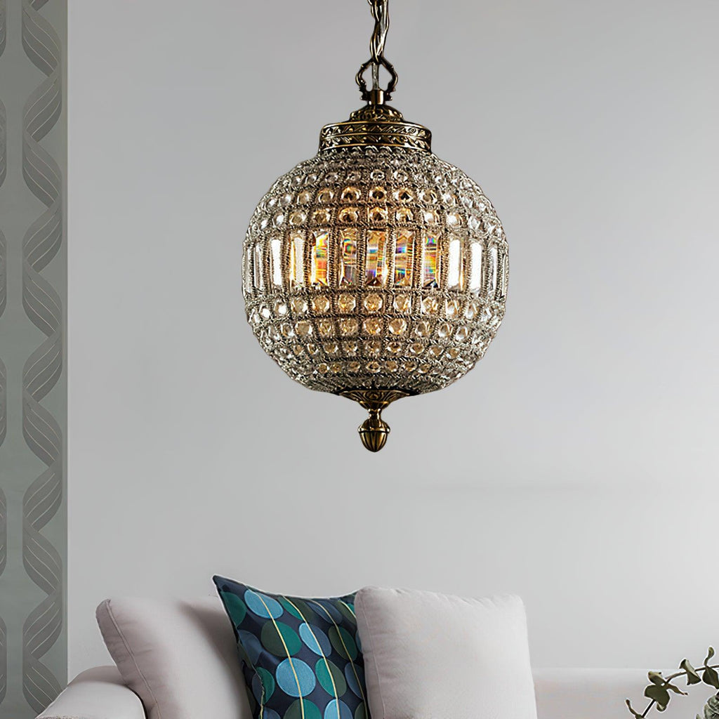 Lustra Chandelier Gold Globe Crystal Vintage - Neutralighting