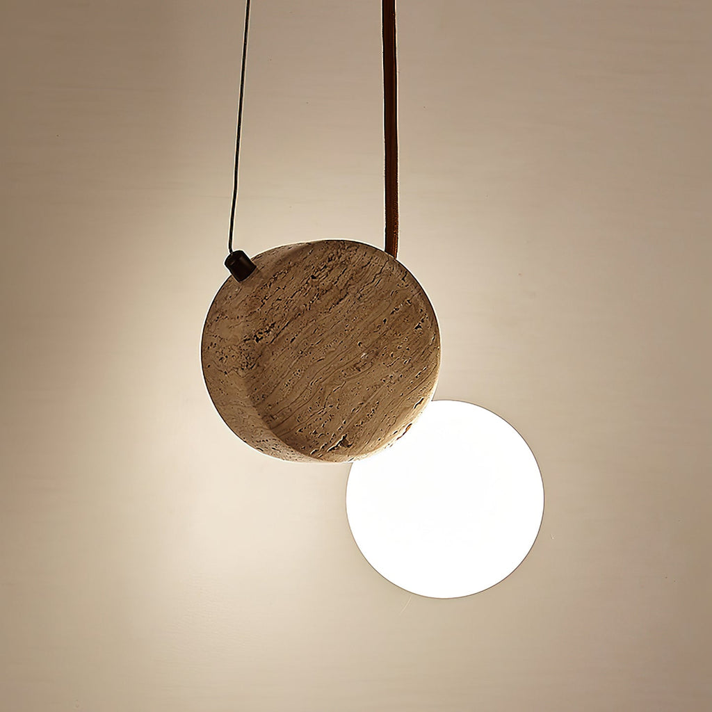Zosolyra Suspension Double Disque en Travertin - Neutralighting