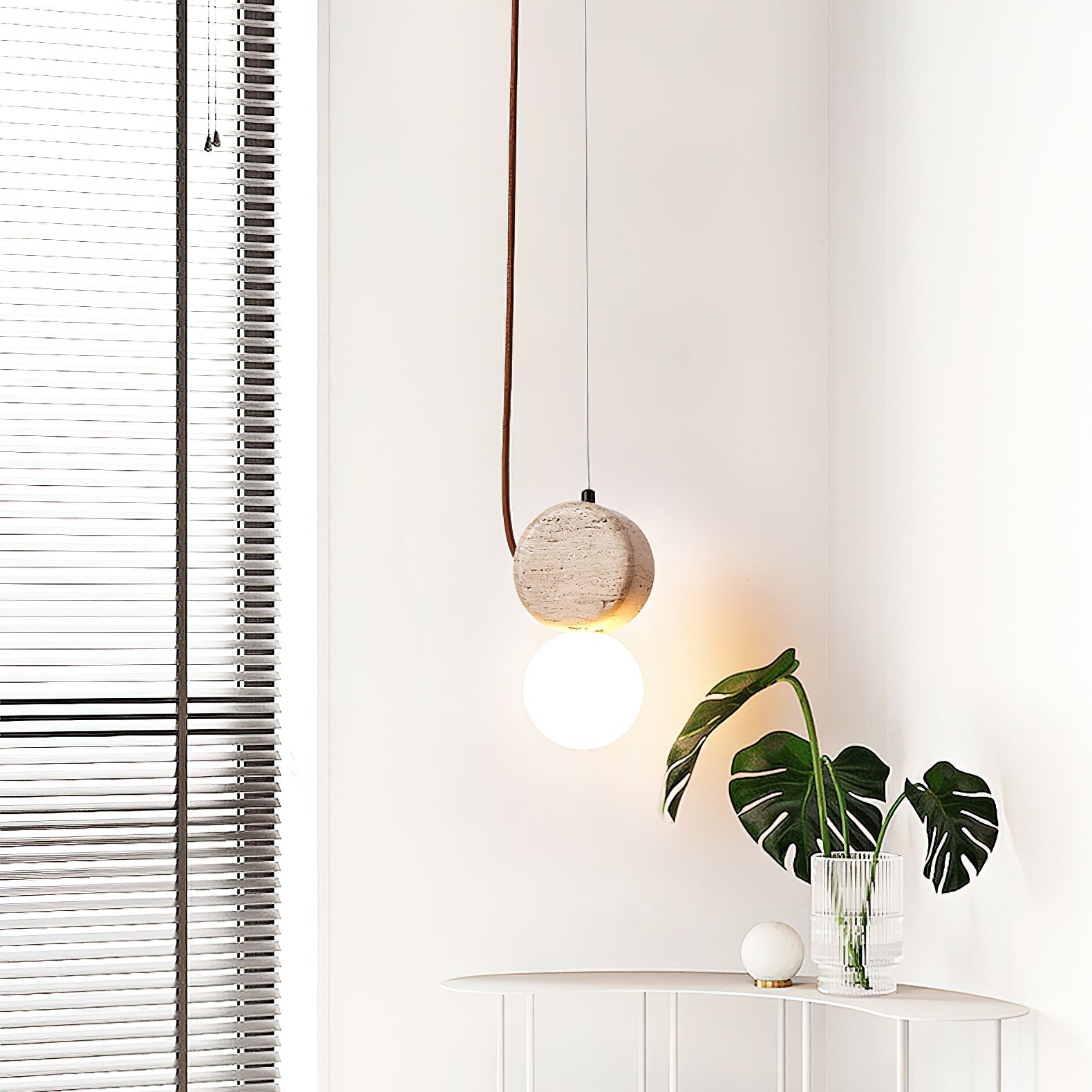 Zosolyra Suspension Double Disque en Travertin - Neutralighting