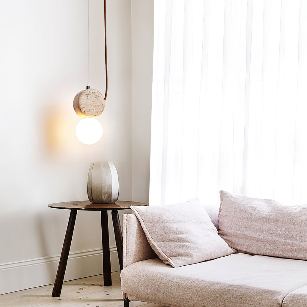 Zosolyra Suspension Double Disque en Travertin - Neutralighting