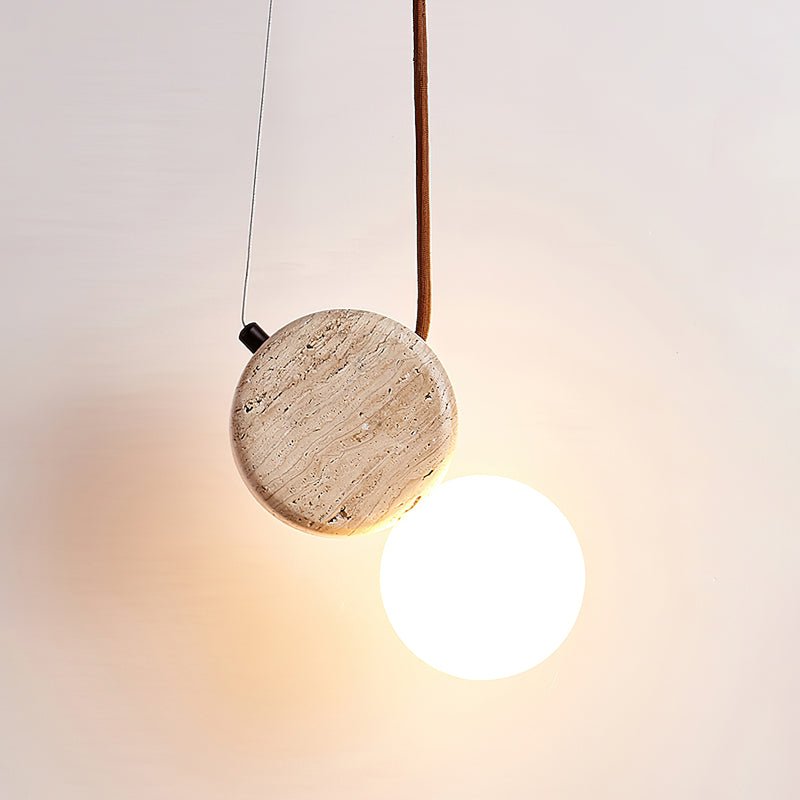 Zosolyra Suspension Double Disque en Travertin - Neutralighting
