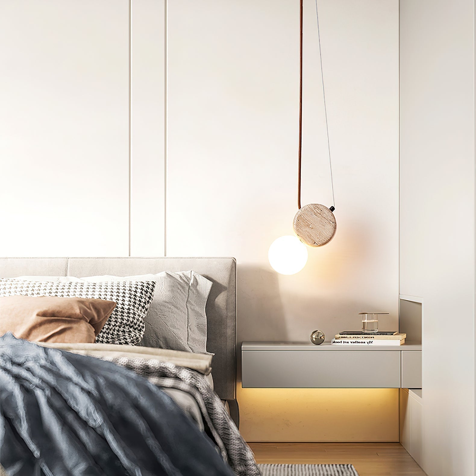 Zosolyra Suspension Double Disque en Travertin - Neutralighting