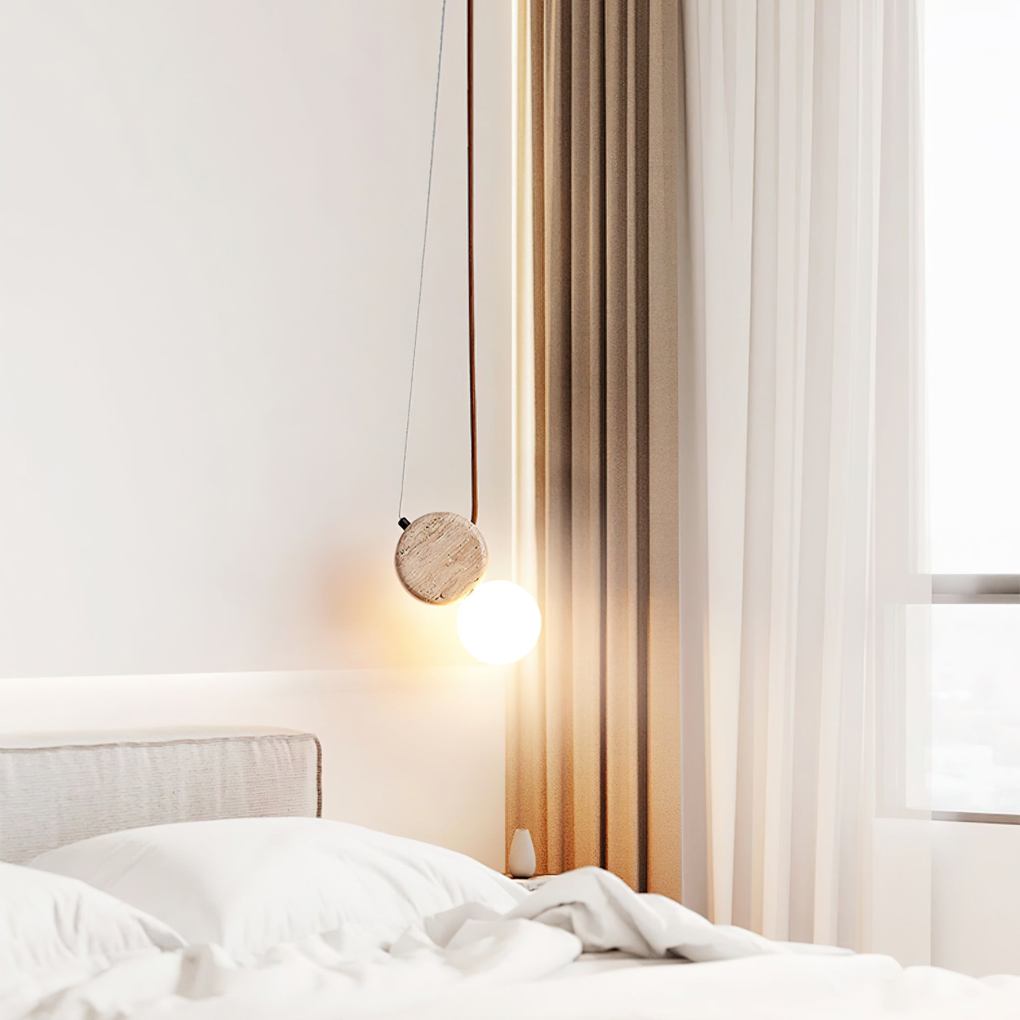 Zosolyra Suspension Double Disque en Travertin - Neutralighting