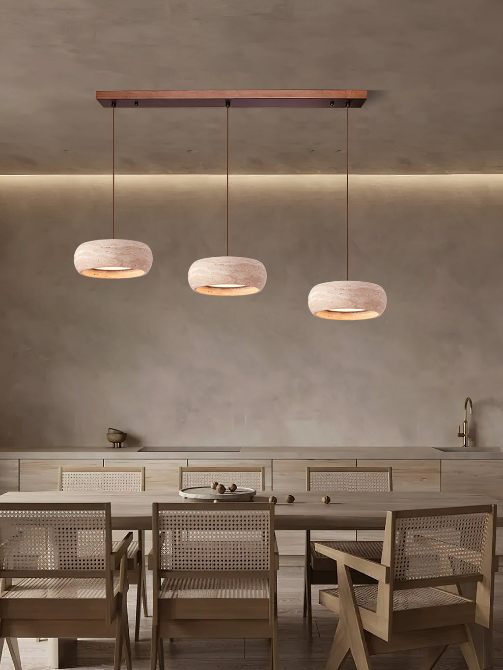 Eurvaran Moderne Minimaliste Tambour Travertin Lumière Pendentif - Neutralighting