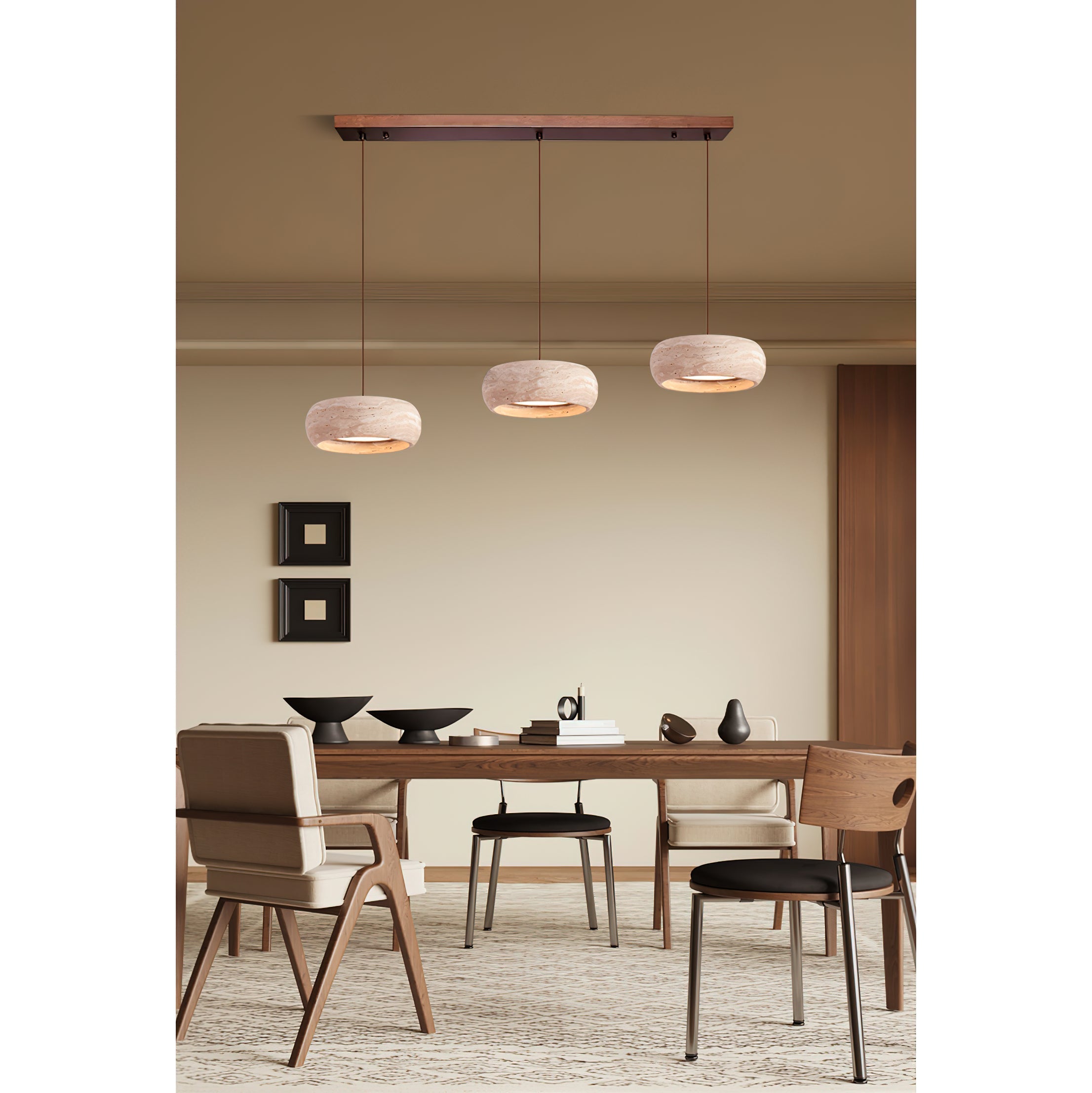 Eurvaran Moderne Minimaliste Tambour Travertin Lumière Pendentif - Neutralighting
