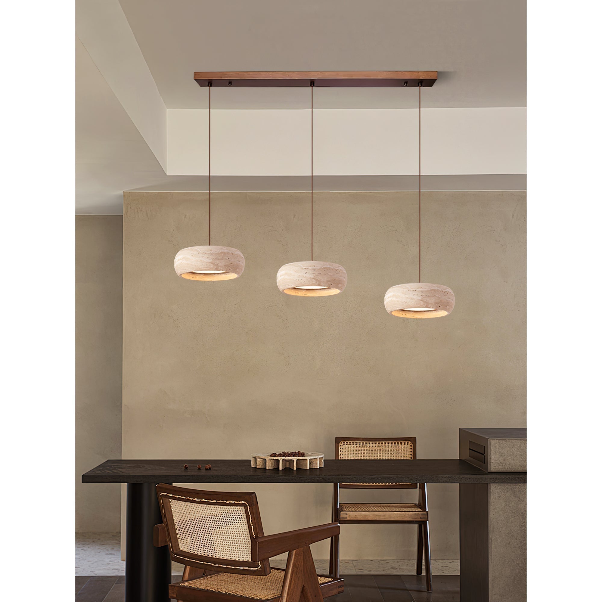 Eurvaran Moderne Minimaliste Tambour Travertin Lumière Pendentif - Neutralighting
