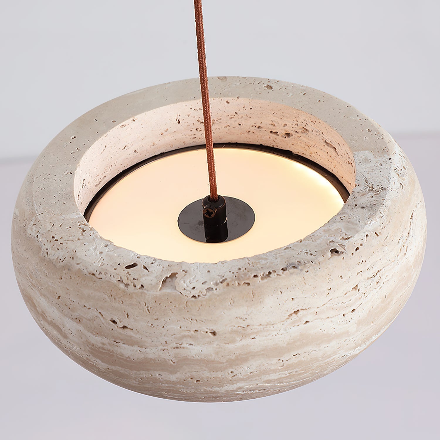 Eurvaran Moderne Minimaliste Tambour Travertin Lumière Pendentif - Neutralighting