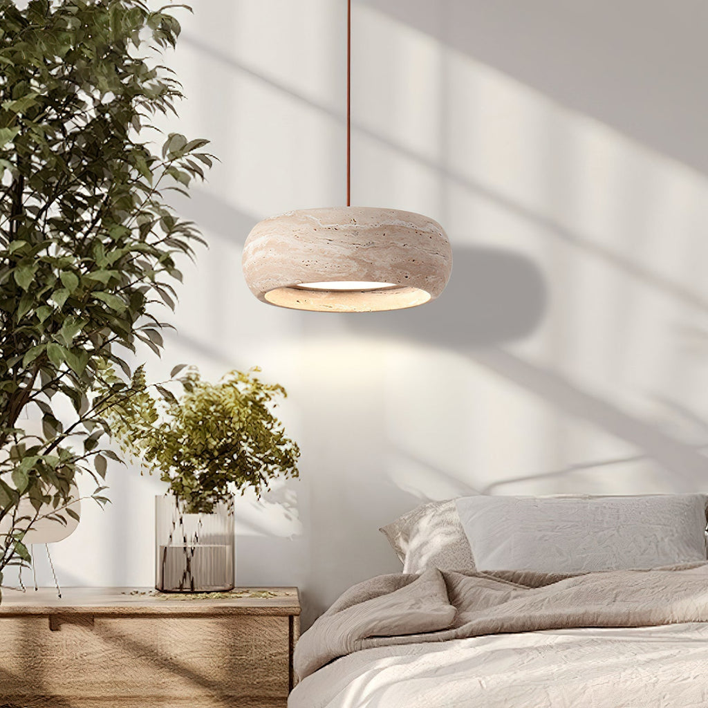 Eurvaran Moderne Minimaliste Tambour Travertin Lumière Pendentif - Neutralighting