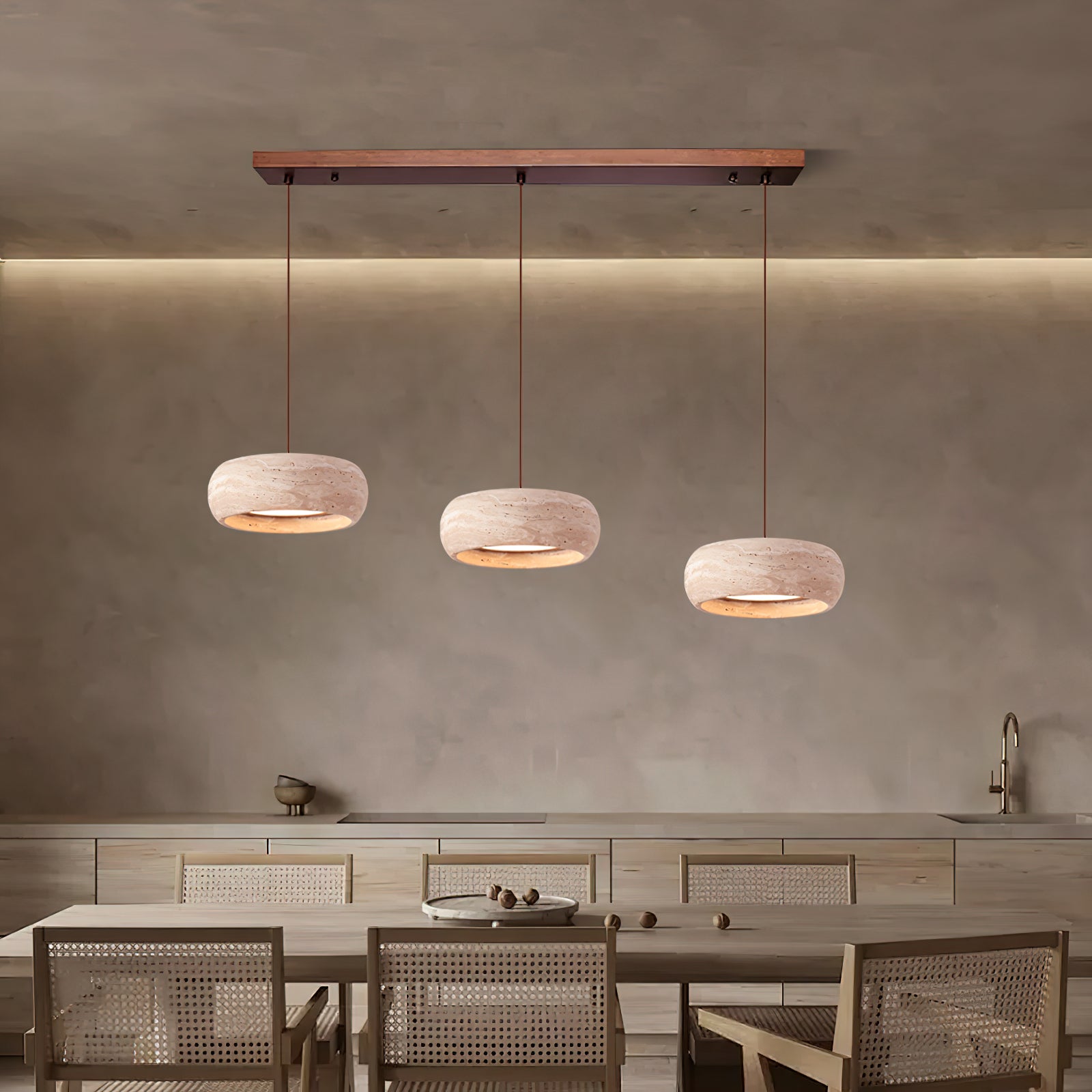 Eurvaran Moderne Minimaliste Tambour Travertin Lumière Pendentif - Neutralighting