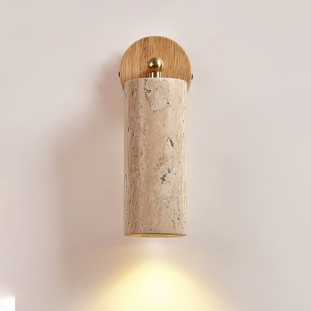 Arvararae Moderne Minimaliste Bois Travertin Applique Murale - Neutralighting