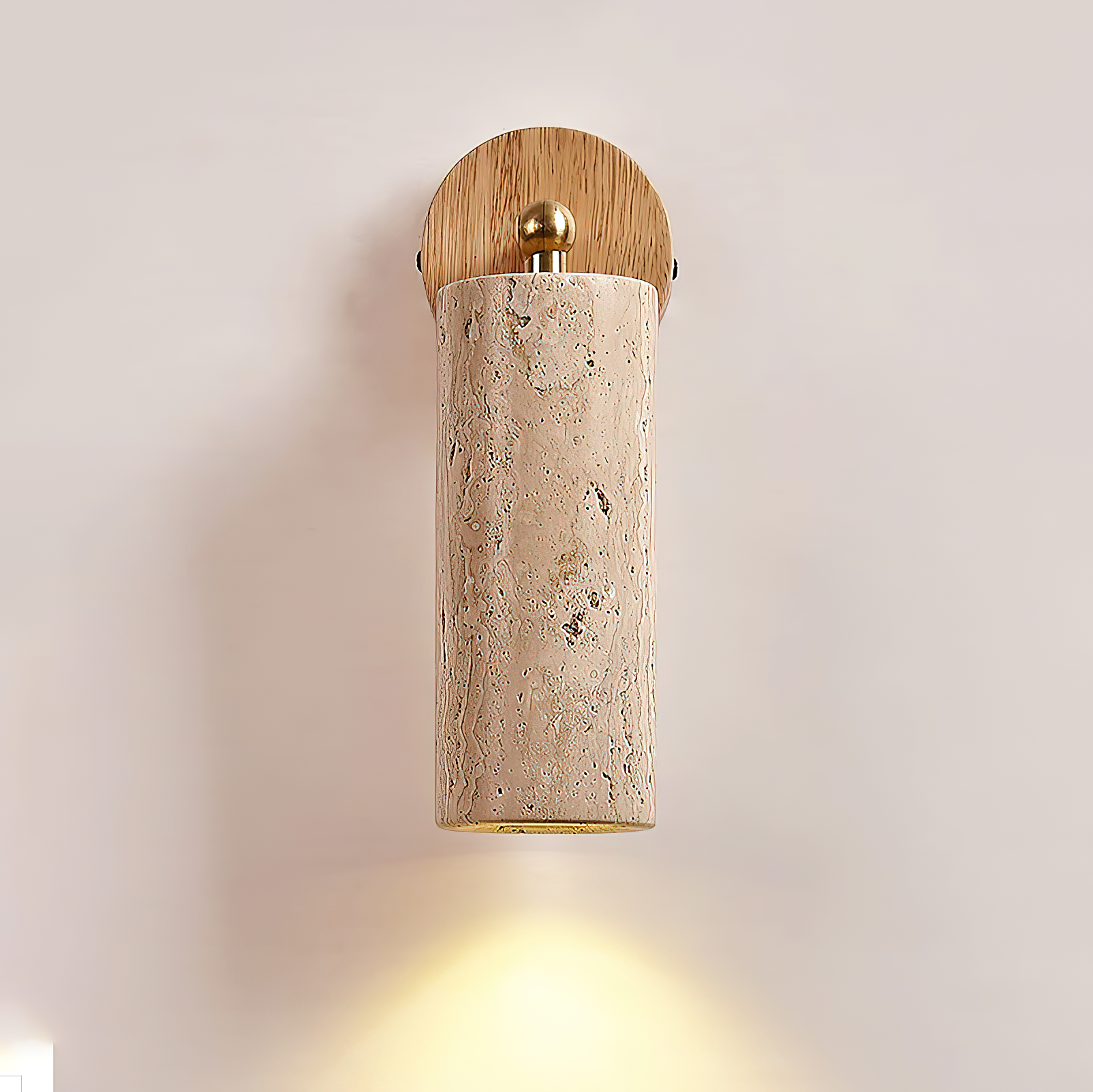 Arvararae Moderne Minimaliste Bois Travertin Applique Murale - Neutralighting
