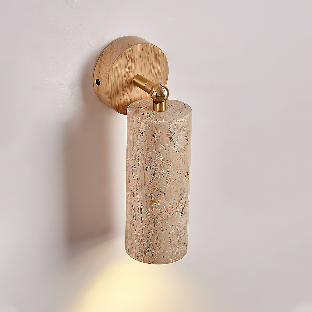 Arvararae Moderne Minimaliste Bois Travertin Applique Murale - Neutralighting