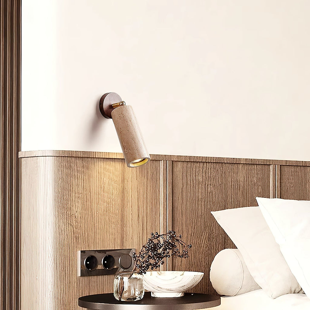 Arvararae Moderne Minimaliste Bois Travertin Applique Murale - Neutralighting