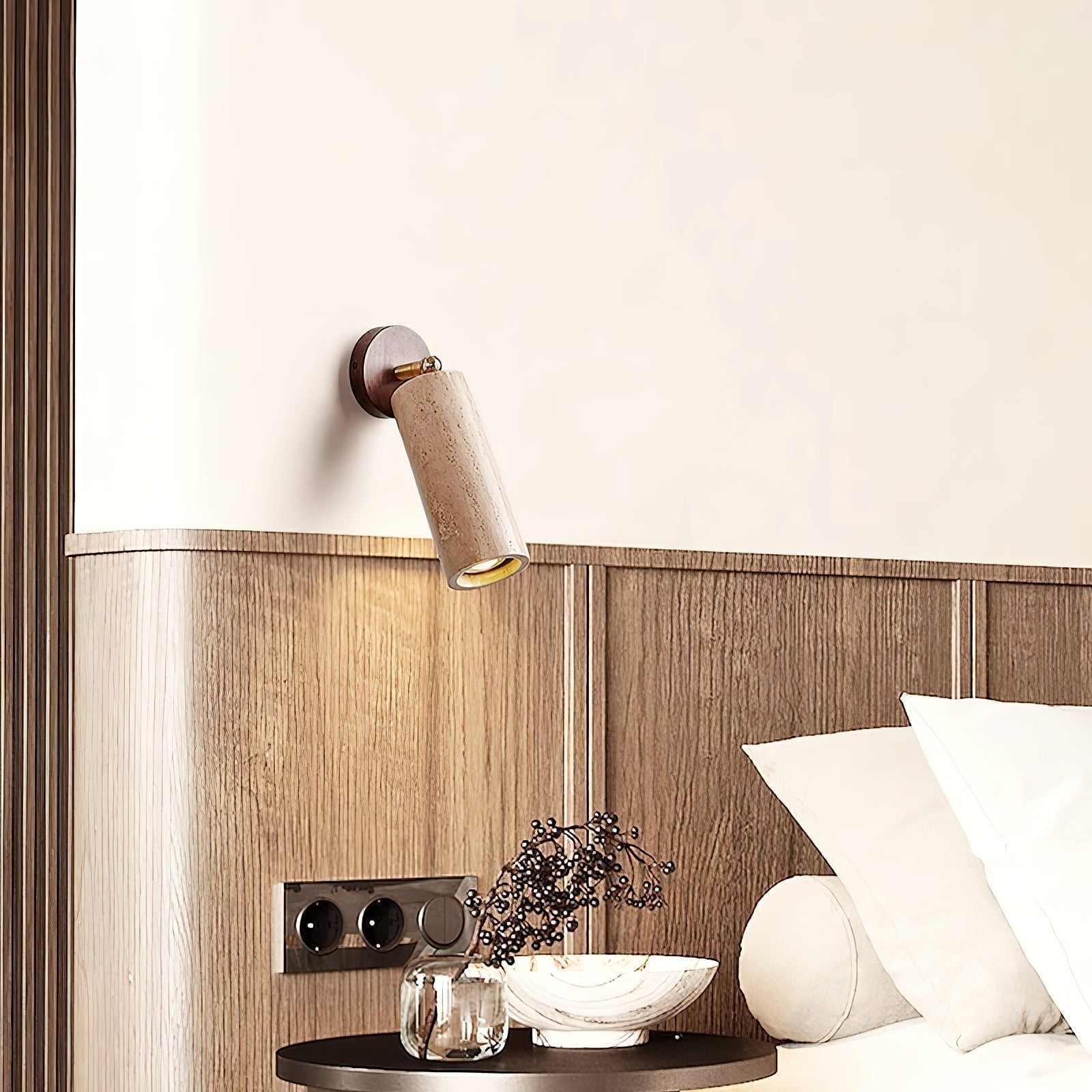 Arvararae Moderne Minimaliste Bois Travertin Applique Murale - Neutralighting