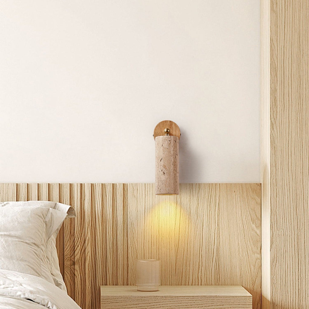 Arvararae Moderne Minimaliste Bois Travertin Applique Murale - Neutralighting