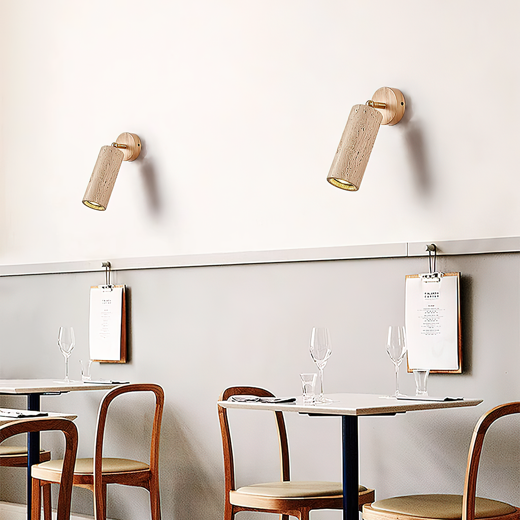 Arvararae Moderne Minimaliste Bois Travertin Applique Murale - Neutralighting