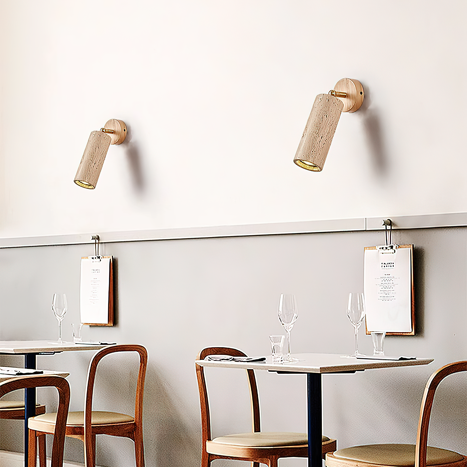 Arvararae Moderne Minimaliste Bois Travertin Applique Murale - Neutralighting
