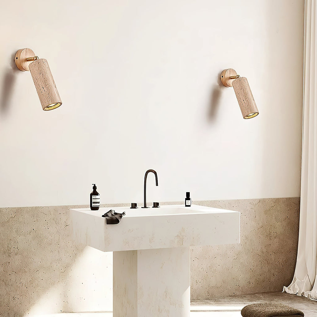 Arvararae Moderne Minimaliste Bois Travertin Applique Murale - Neutralighting