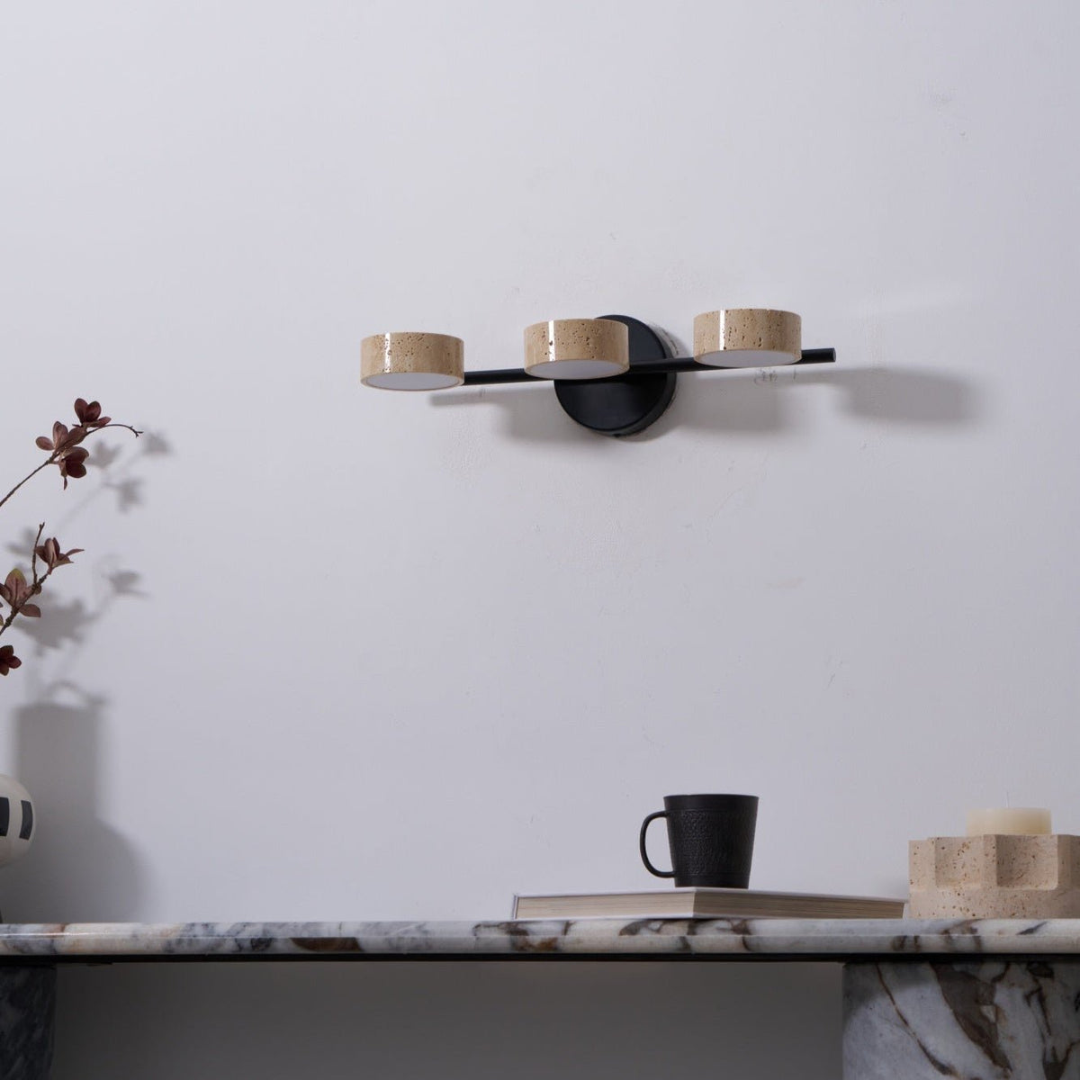 Ceshair Applique Murale Multi Tête en Travertin Lumière de Coiffeuse - Neutralighting