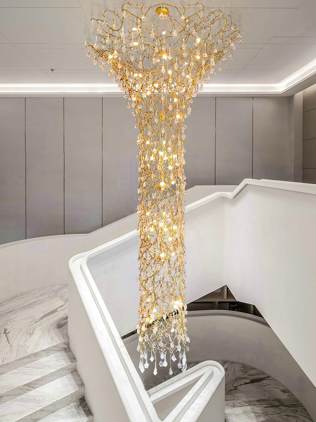 Abeleisa Lustre Laiton Cristal Forme Branche d'Arbre et Échelle - Neutralighting