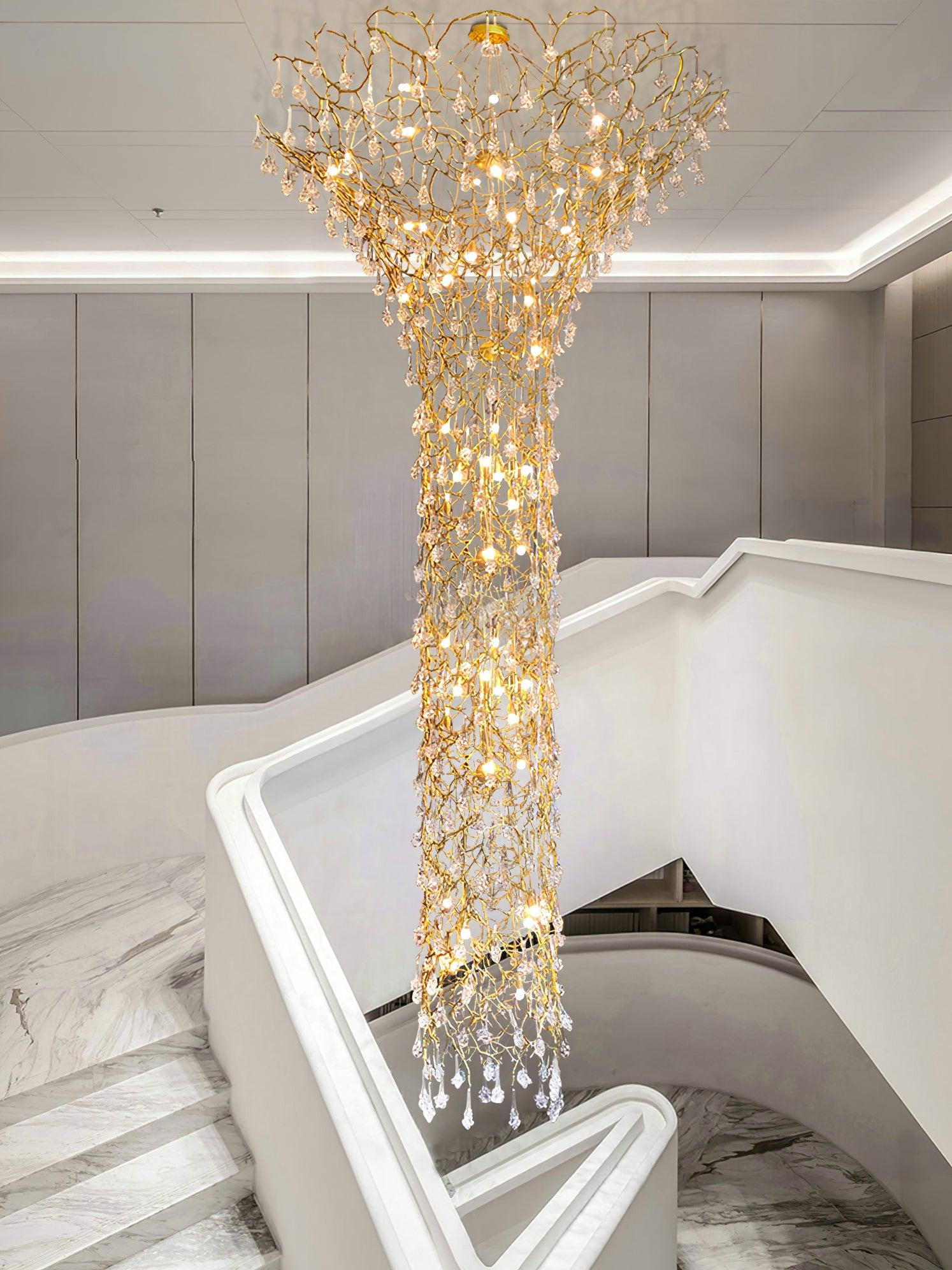 Abeleisa Lustre Laiton Cristal Forme Branche d'Arbre et Échelle - Neutralighting