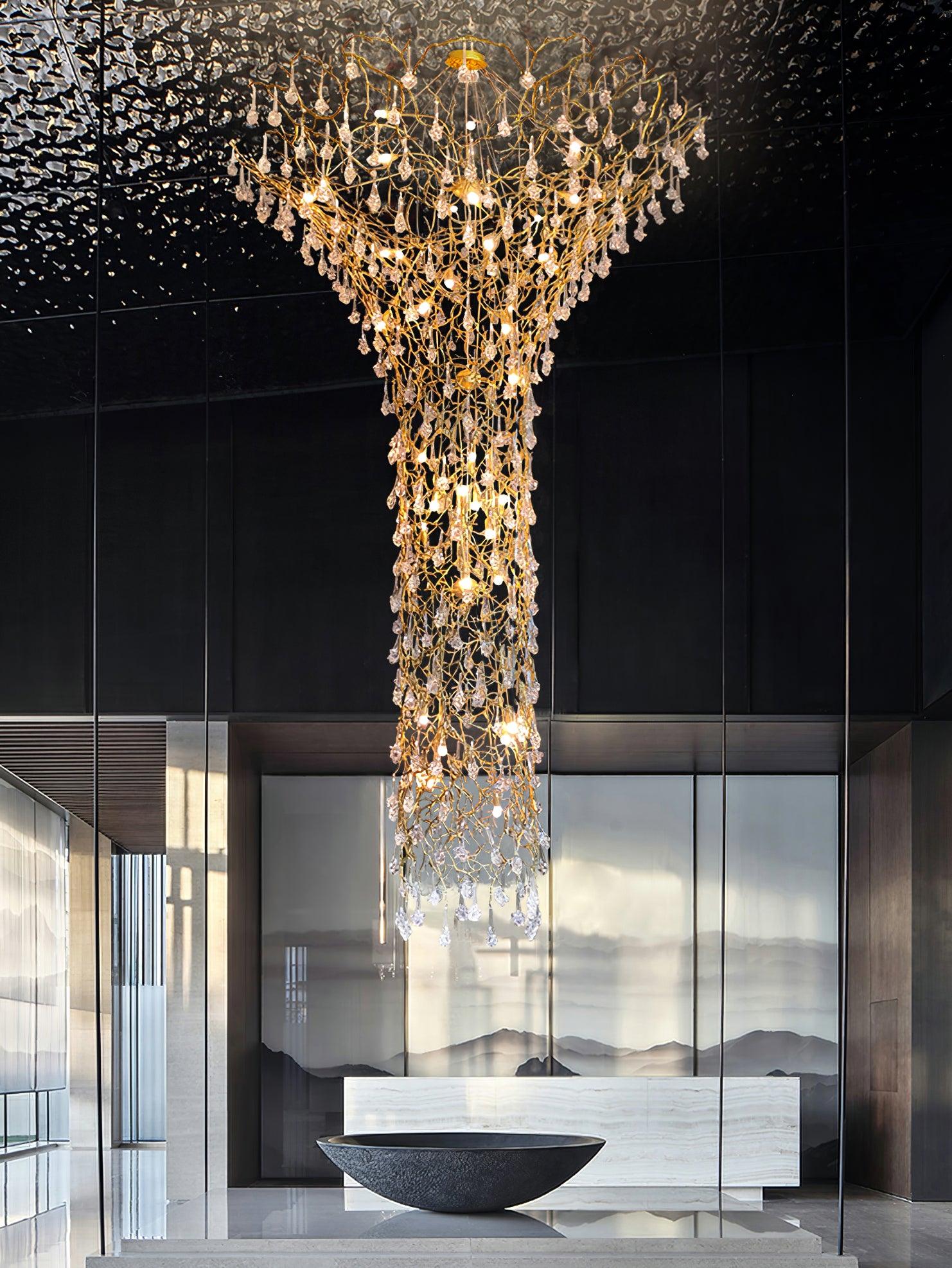 Abeleisa Lustre Laiton Cristal Forme Branche d'Arbre et Échelle - Neutralighting