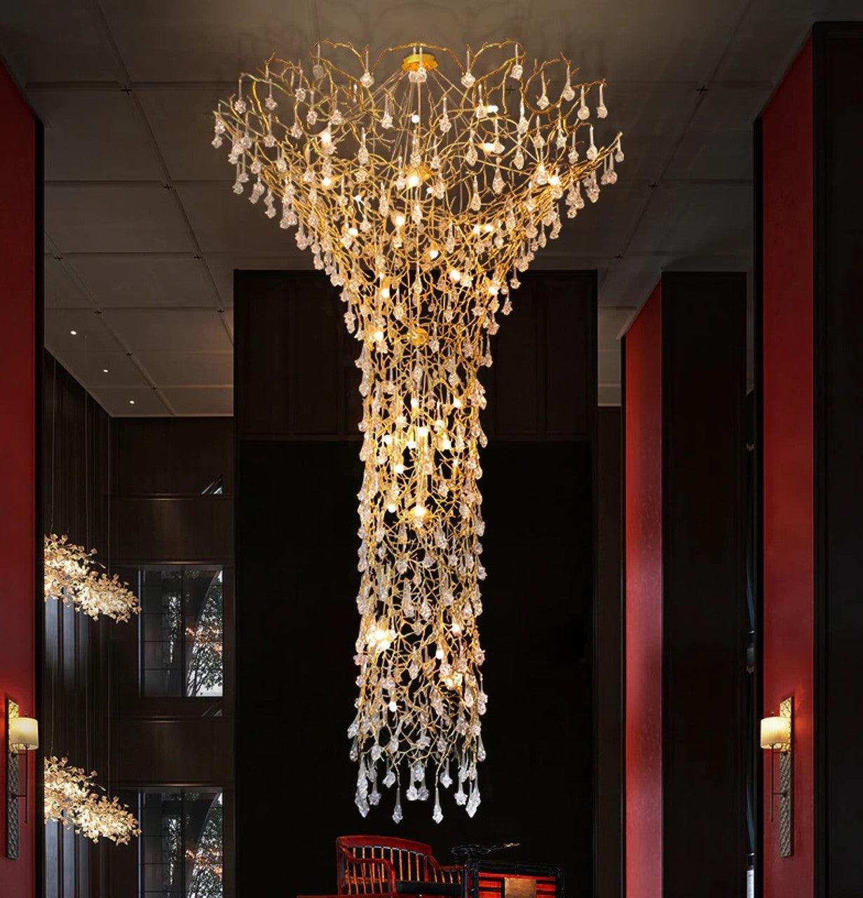 Abeleisa Lustre Laiton Cristal Forme Branche d'Arbre et Échelle - Neutralighting