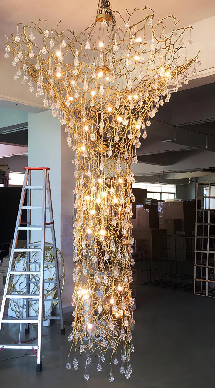 Abeleisa Lustre Laiton Cristal Forme Branche d'Arbre et Échelle - Neutralighting