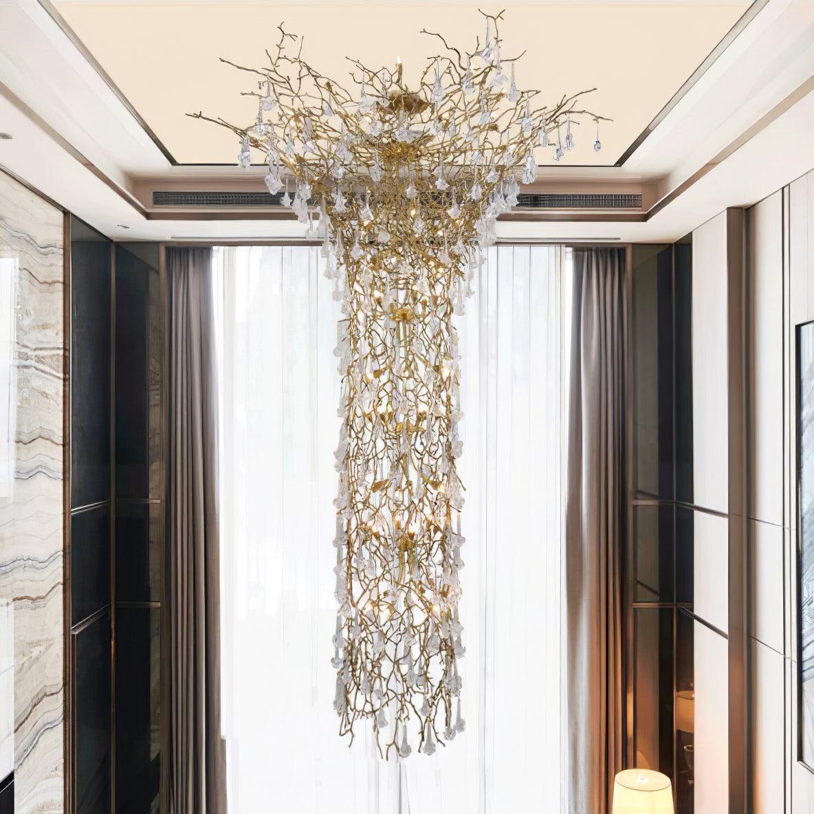 Abeleisa Lustre Laiton Cristal Forme Branche d'Arbre et Échelle - Neutralighting