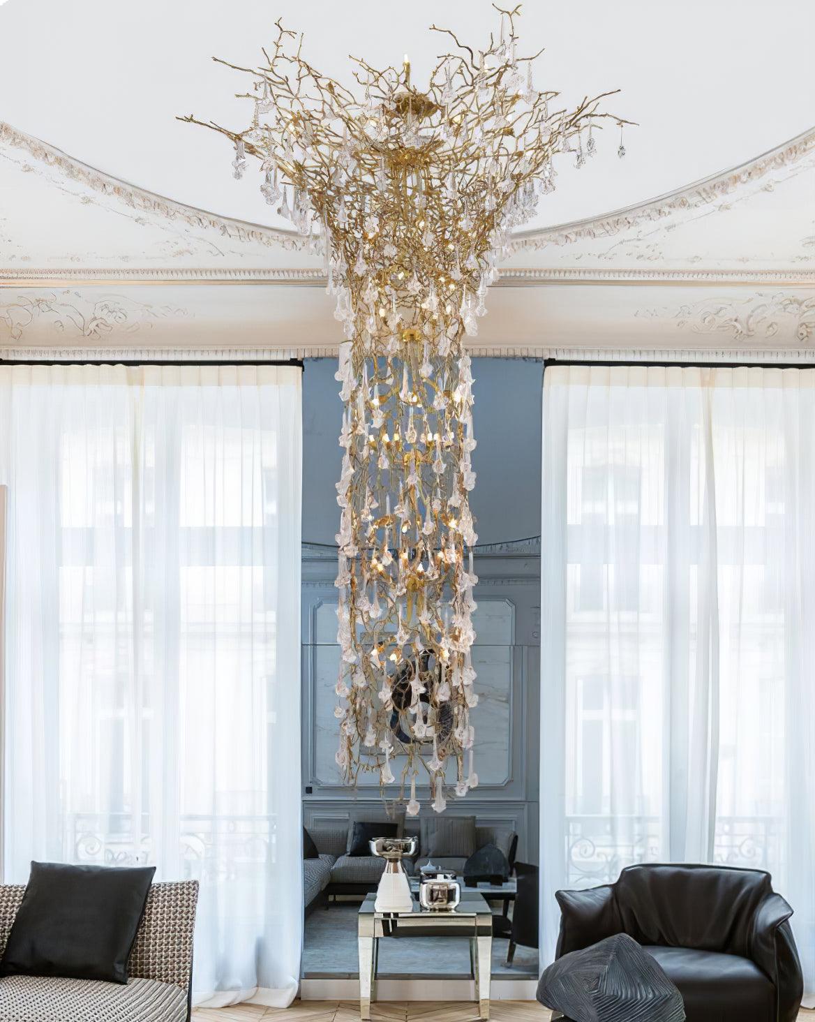 Abeleisa Lustre Laiton Cristal Forme Branche d'Arbre et Échelle - Neutralighting