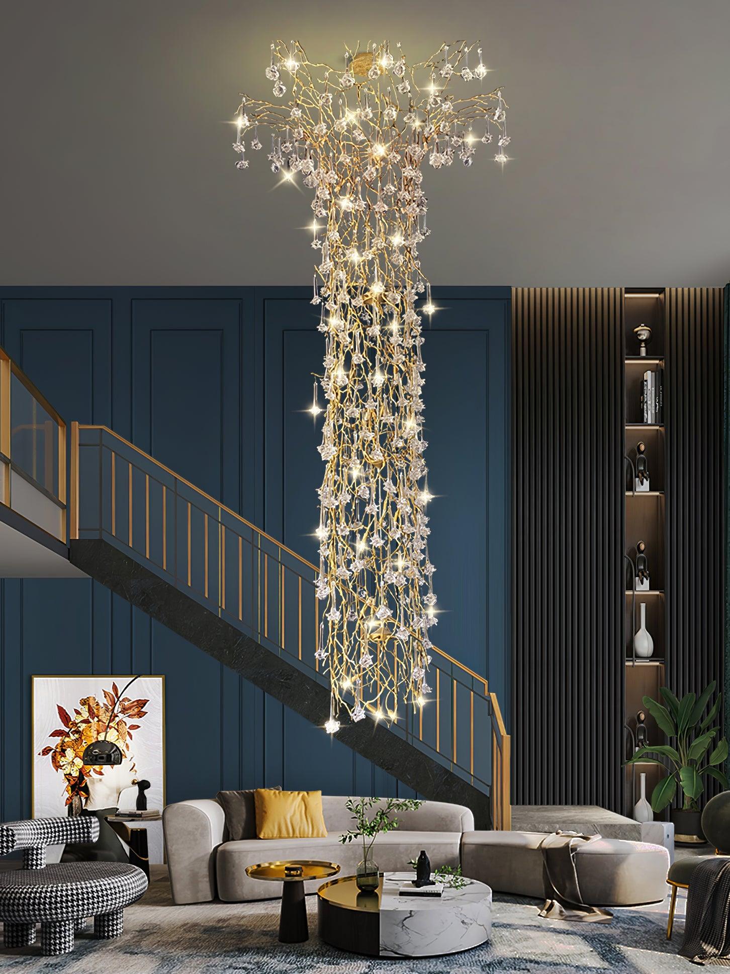 Abeleisa Lustre Laiton Cristal Forme Branche d'Arbre et Échelle - Neutralighting