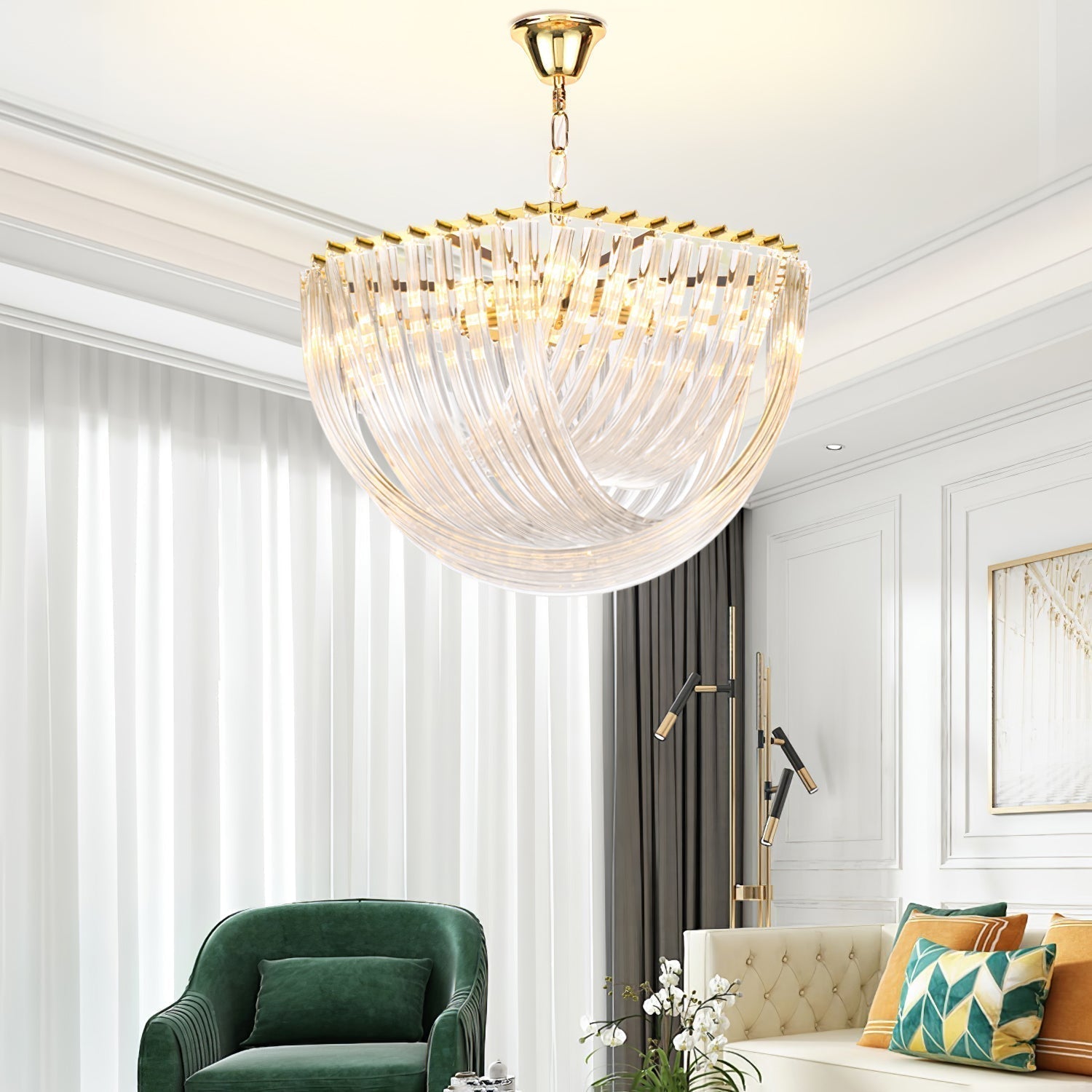 Aurora Chandelier Clair Courbé Superposé - Neutralighting