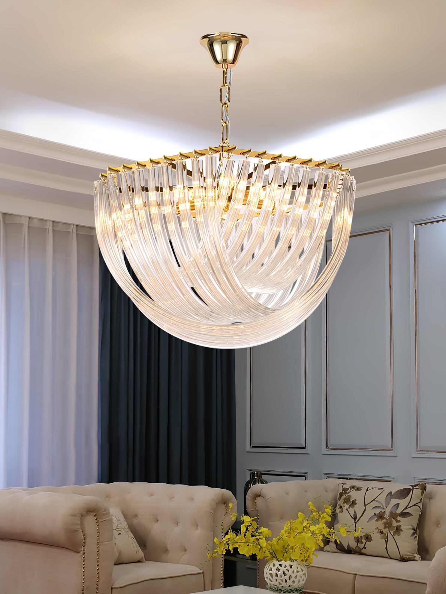 Aurora Chandelier Clair Courbé Superposé - Neutralighting