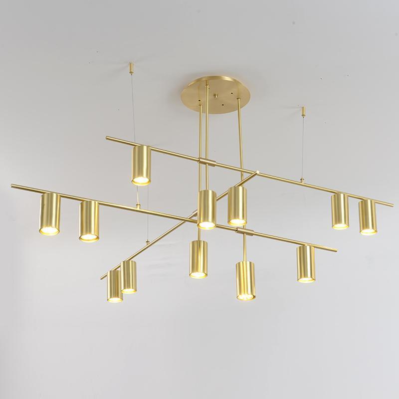 Lustra Chandelier Tribes Laiton Linéaire Cylindrique - Neutralighting