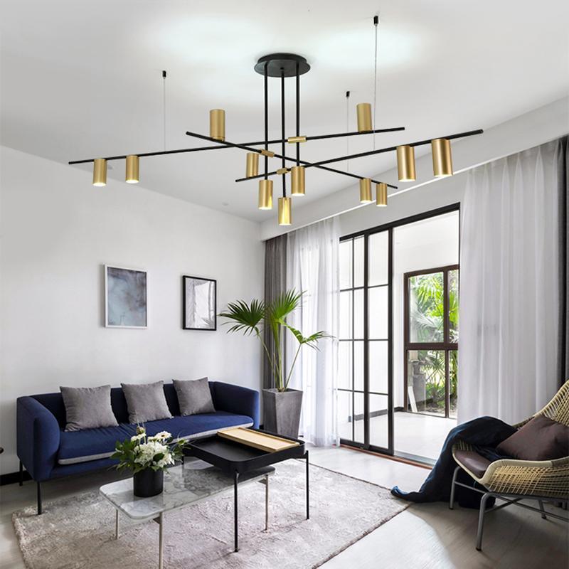 Lustra Chandelier Tribes Laiton Linéaire Cylindrique - Neutralighting