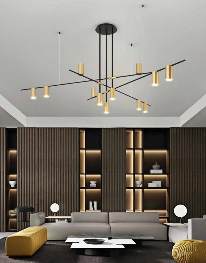 Lustra Chandelier Tribes Laiton Linéaire Cylindrique - Neutralighting