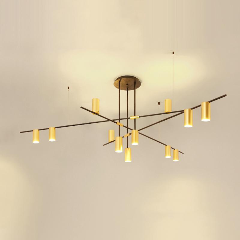 Lustra Chandelier Tribes Laiton Linéaire Cylindrique - Neutralighting