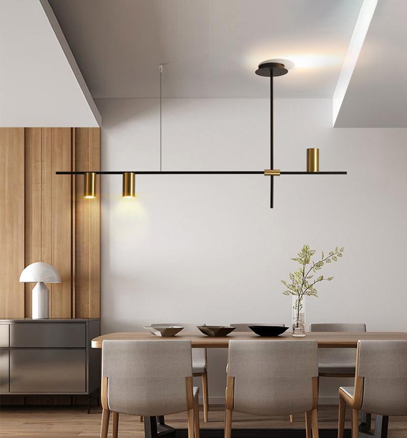 Lustra Chandelier Tribes Laiton Linéaire Cylindrique - Neutralighting