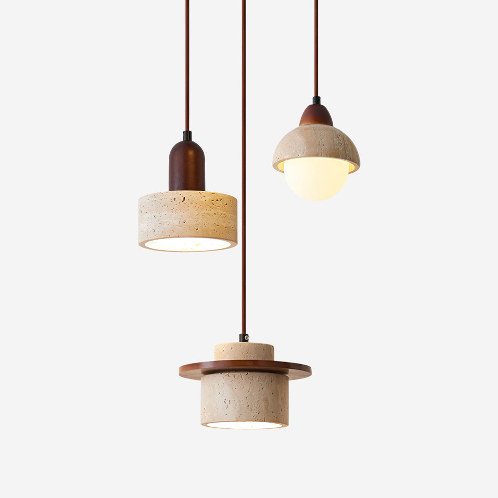 Lunara Ensemble de Lampes Suspendues Travertin - Neutralighting