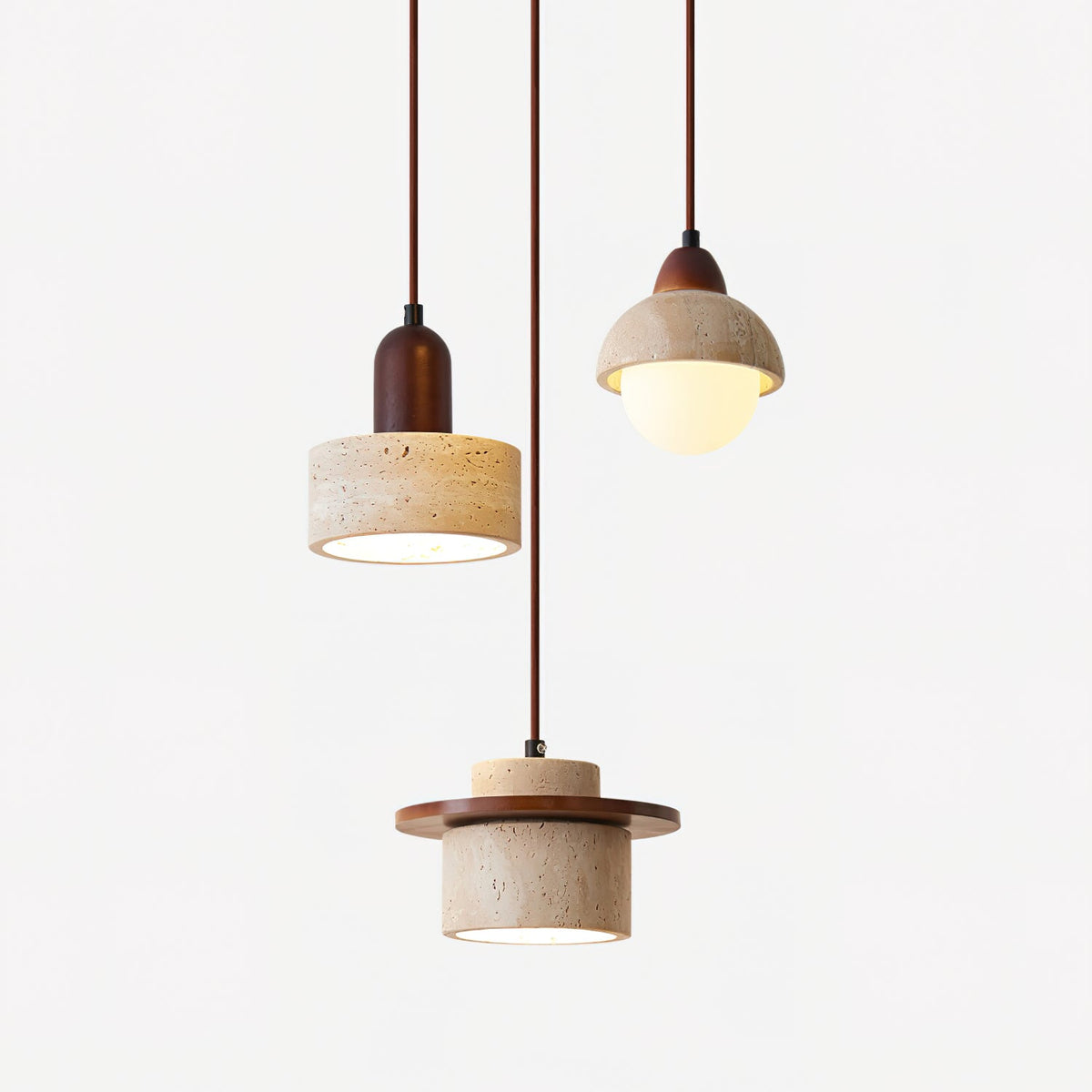 Lunara Ensemble de Lampes Suspendues Travertin - Neutralighting