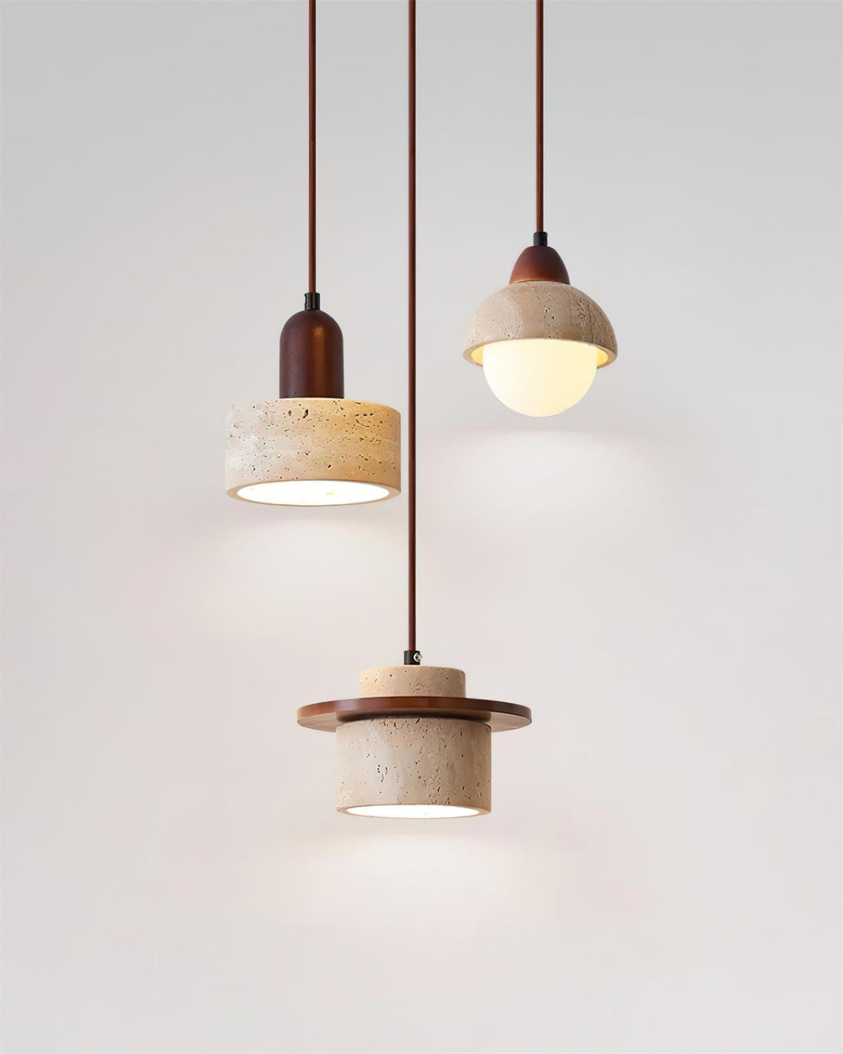 Lunara Ensemble de Lampes Suspendues Travertin - Neutralighting