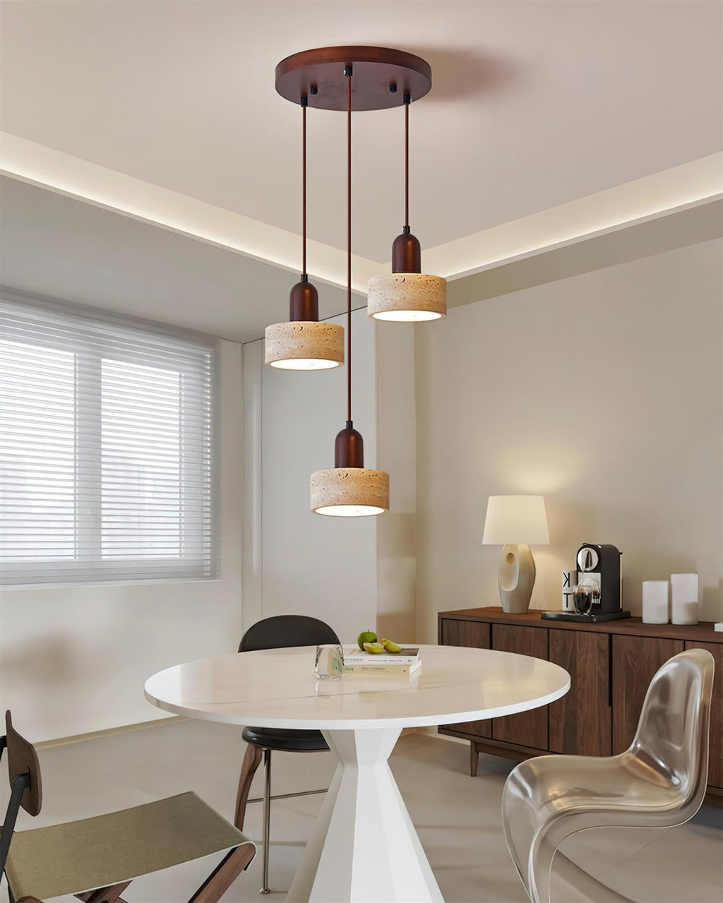 Lunara Ensemble de Lampes Suspendues Travertin - Neutralighting
