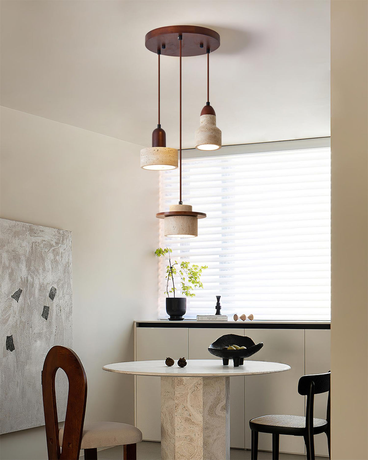 Lunara Ensemble de Lampes Suspendues Travertin - Neutralighting