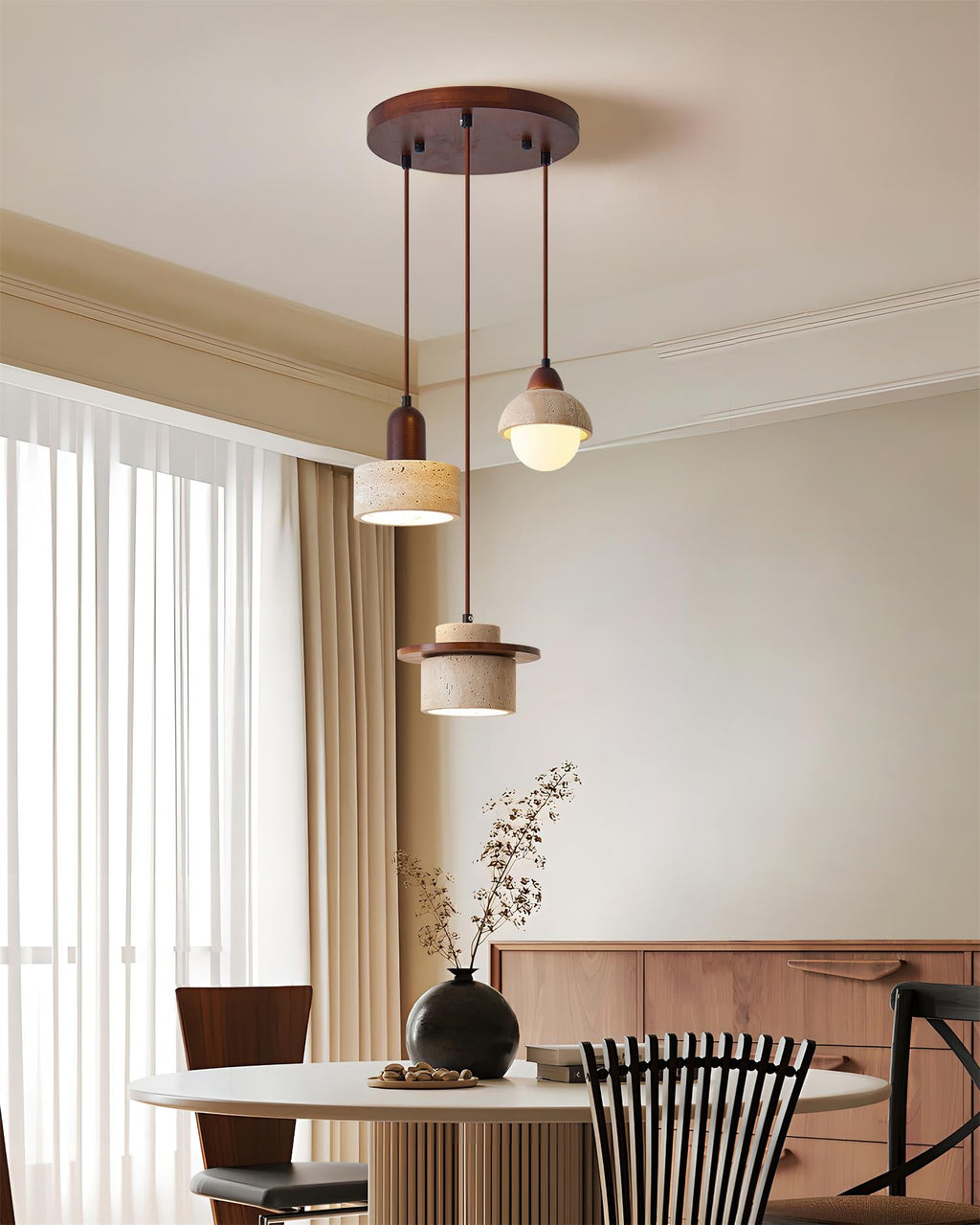 Lunara Ensemble de Lampes Suspendues Travertin - Neutralighting