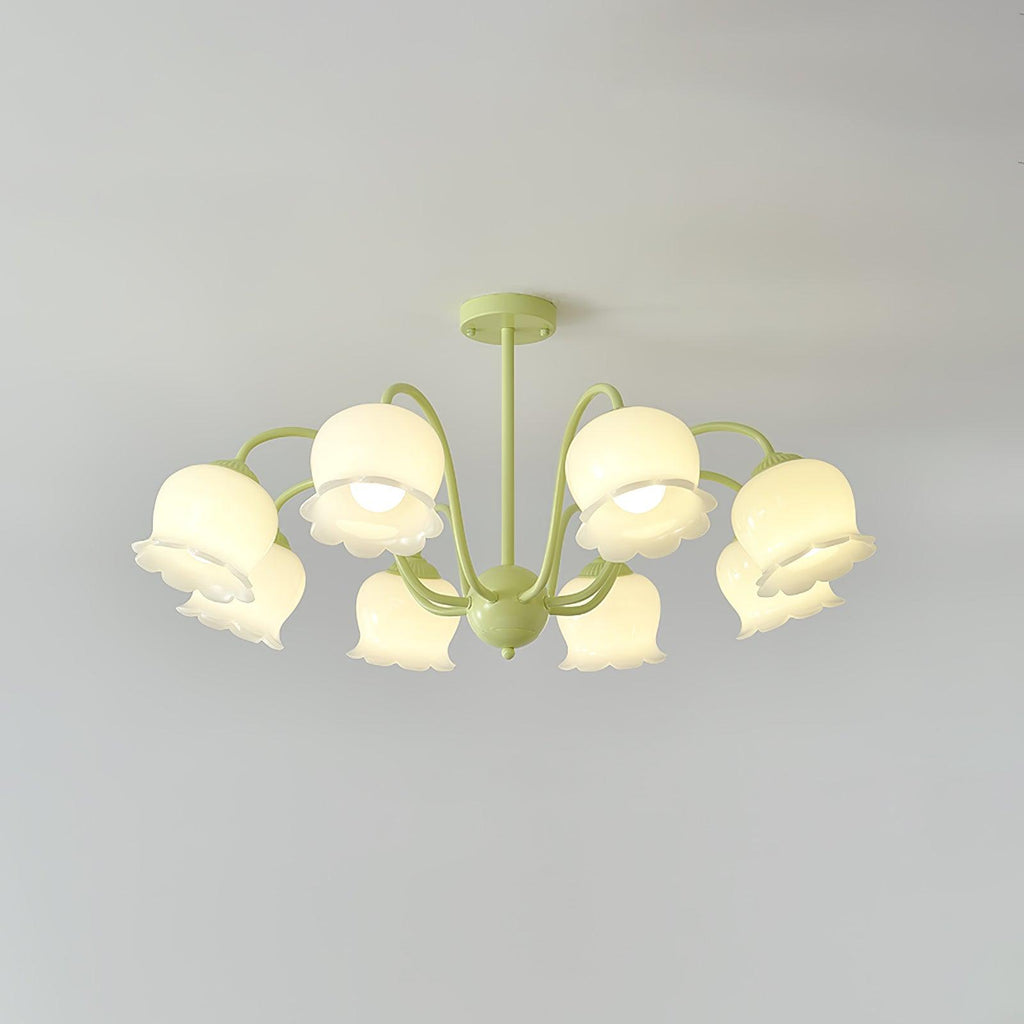 Lustra Chandelier Trompette Fleurs Pétales en Verre Pastel - Neutralighting