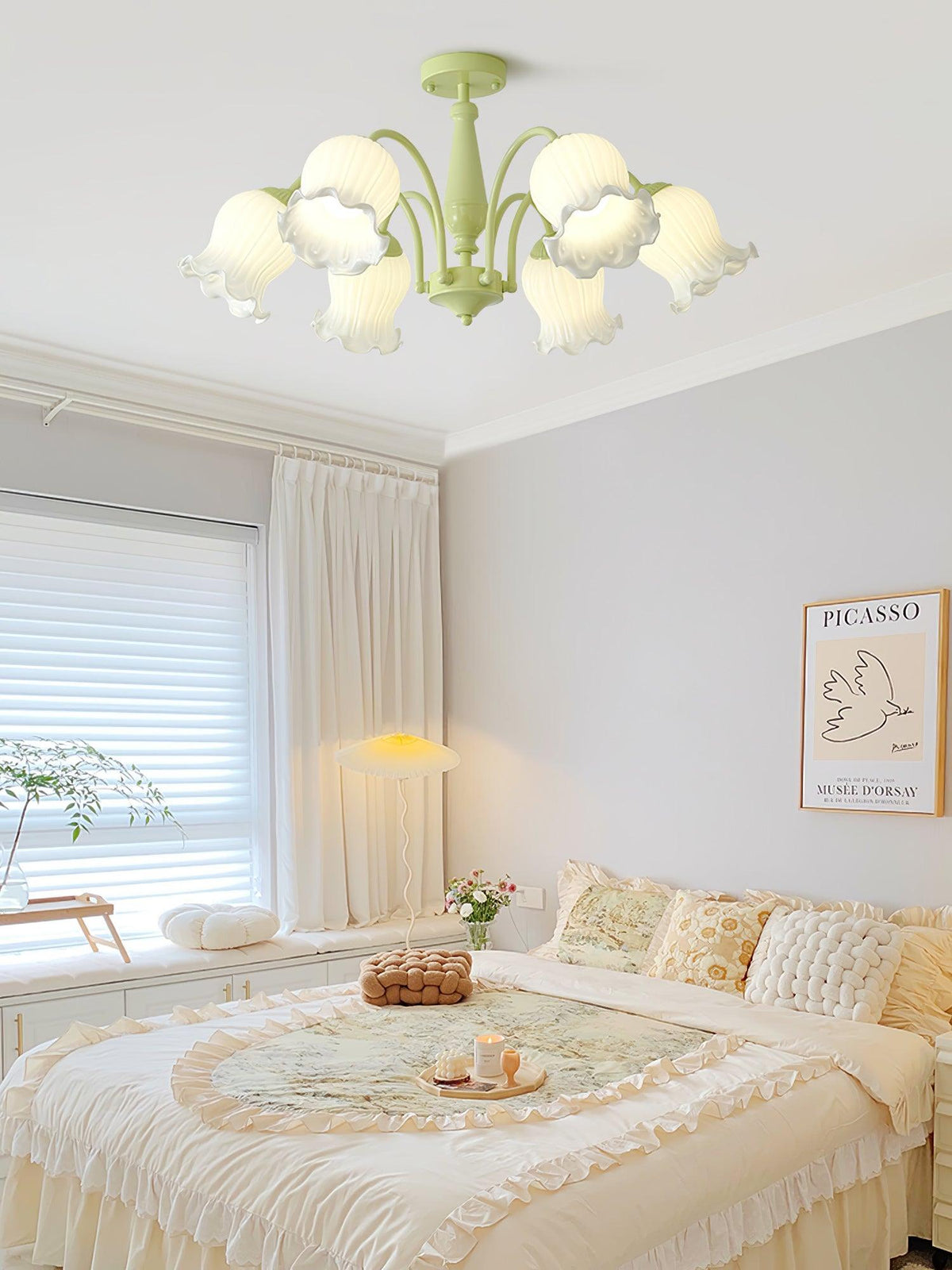 Lustra Chandelier Trompette Fleurs Pétales en Verre Pastel - Neutralighting