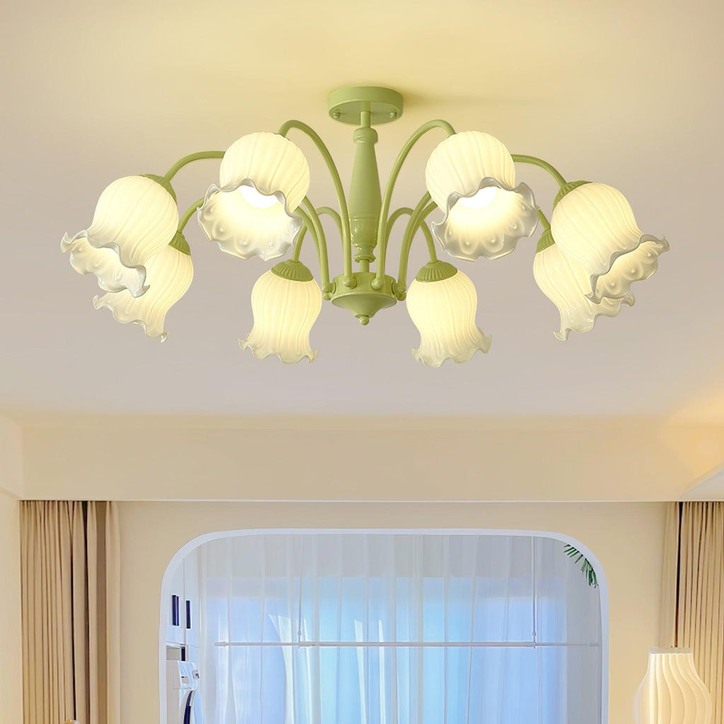 Lustra Chandelier Trompette Fleurs Pétales en Verre Pastel - Neutralighting
